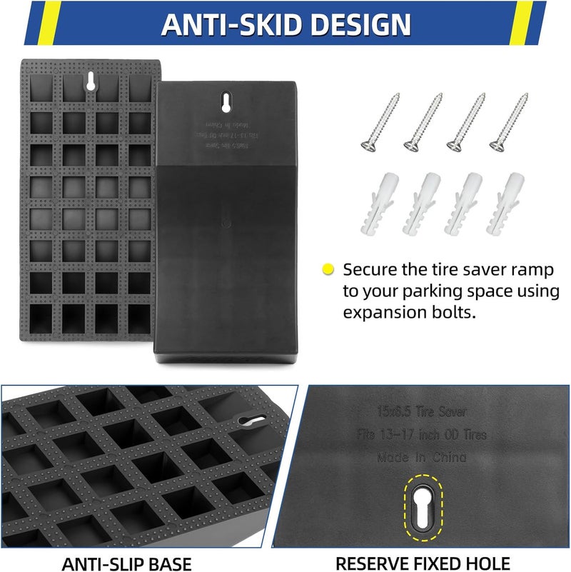GICOOL 2-Pack Tire Saver Ramp for 13-17" Tire and Wheel, Flat-Free & Tubeless Tire Protector to Prevent Flat Spots Caused by Long Storage Parking for Riding Lawn Mower Garden Tractor - Image 5